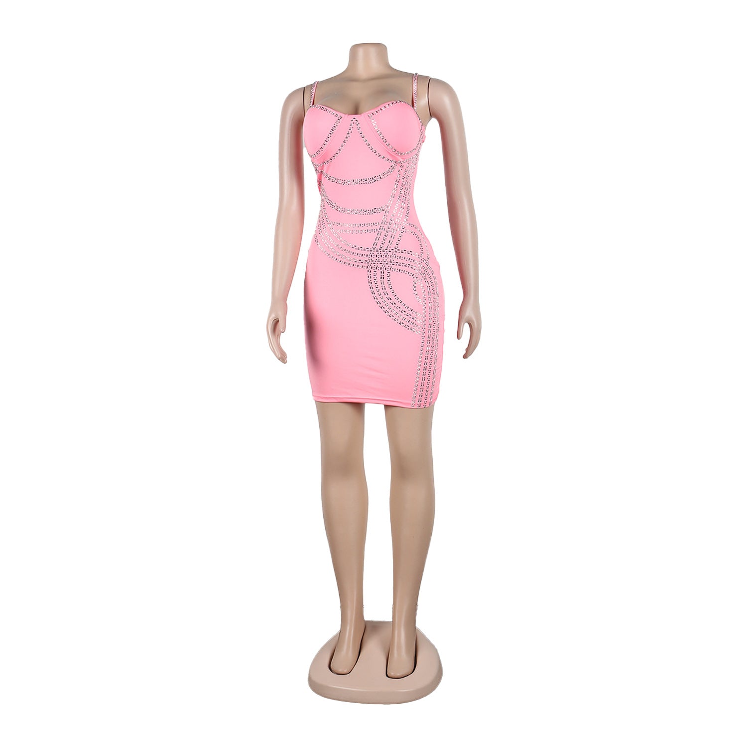 Sexy Beaded straps Slim bodycon club Dress 5