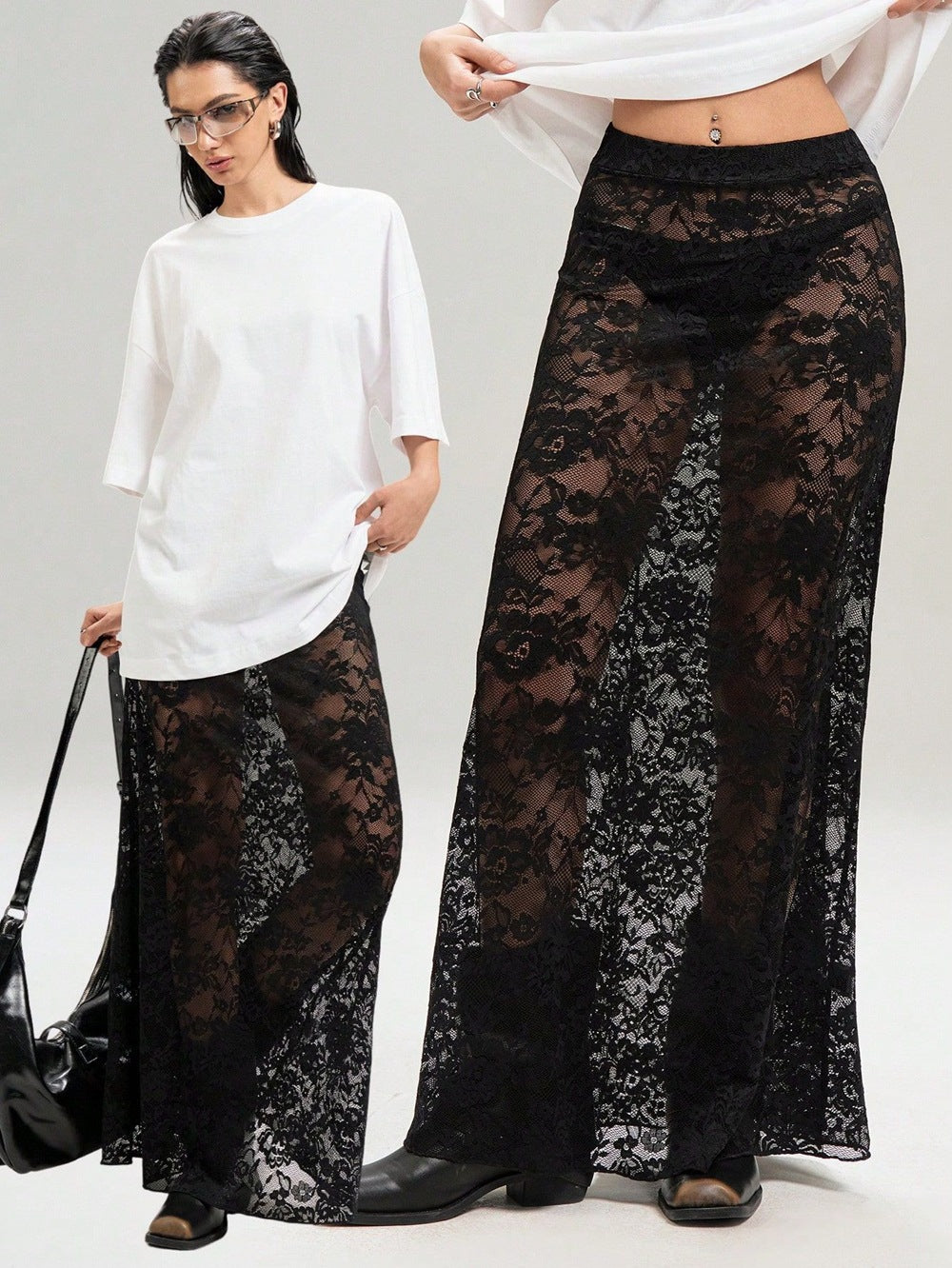 Stylish Summer Lace High-Waist Midi Skirt 3