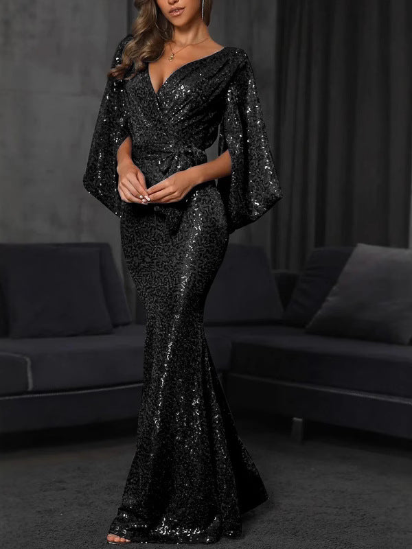 Bride Dress Sexy Slit Sequin Mermaid Long Evening Dress 6