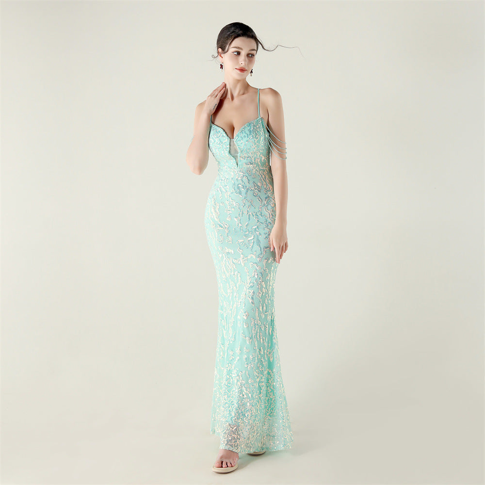 Women crystal diamond sequin embroidery Formal Party evening dress 24