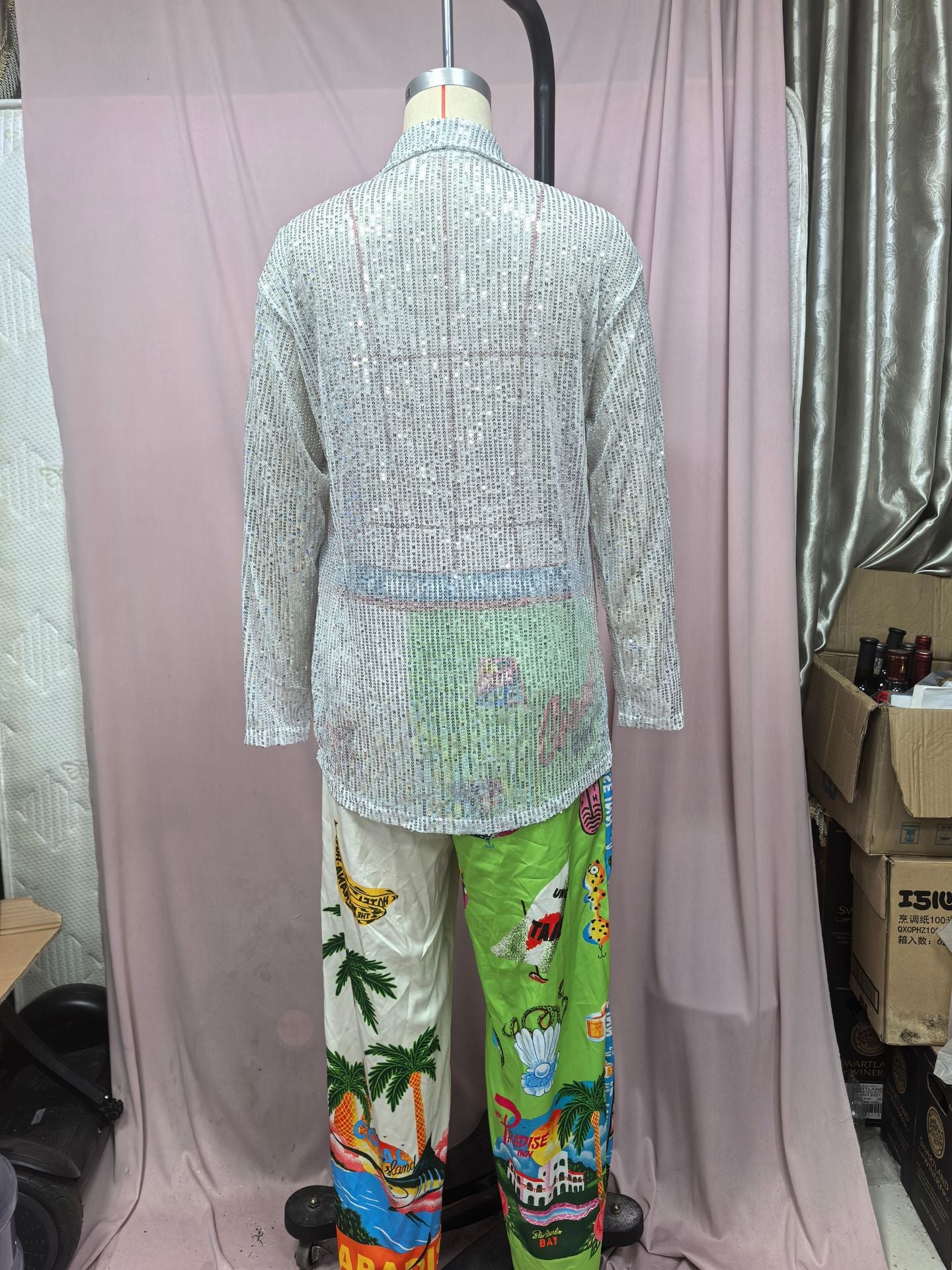 Women spring and summer sequined Top Turndown Collar long-sleeved shirt 17