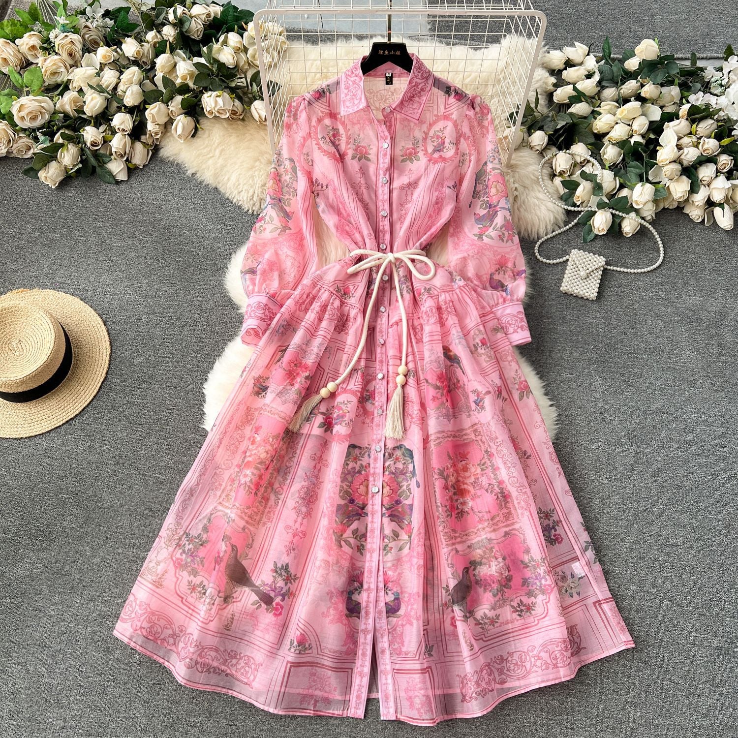Women Vintage Print Maxi Dress 8
