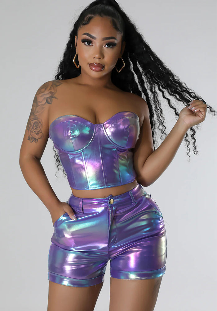 Women  Trendy Fashion Top and Shorts Two-piece Set