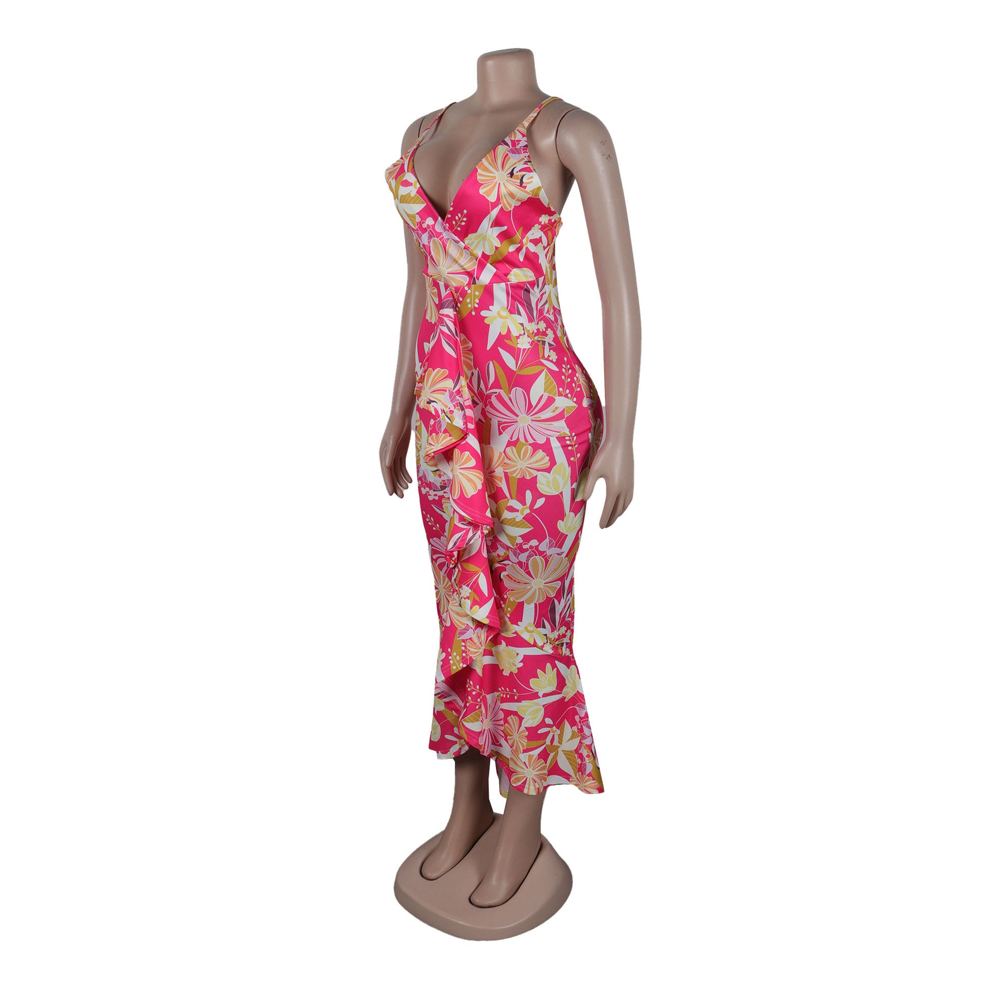 Printed Strap Slim Nightclub Dress 9