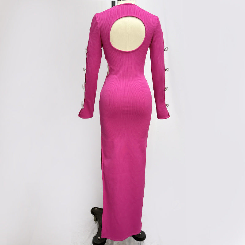 Women Bow Hollow Long Dress 11