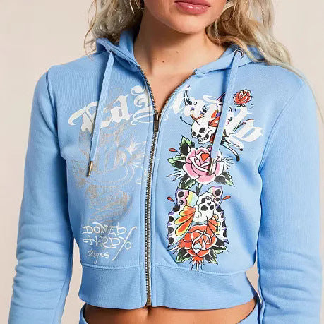 Women Graffiti Print Hoodies and ShortsTwo Piece Set 4