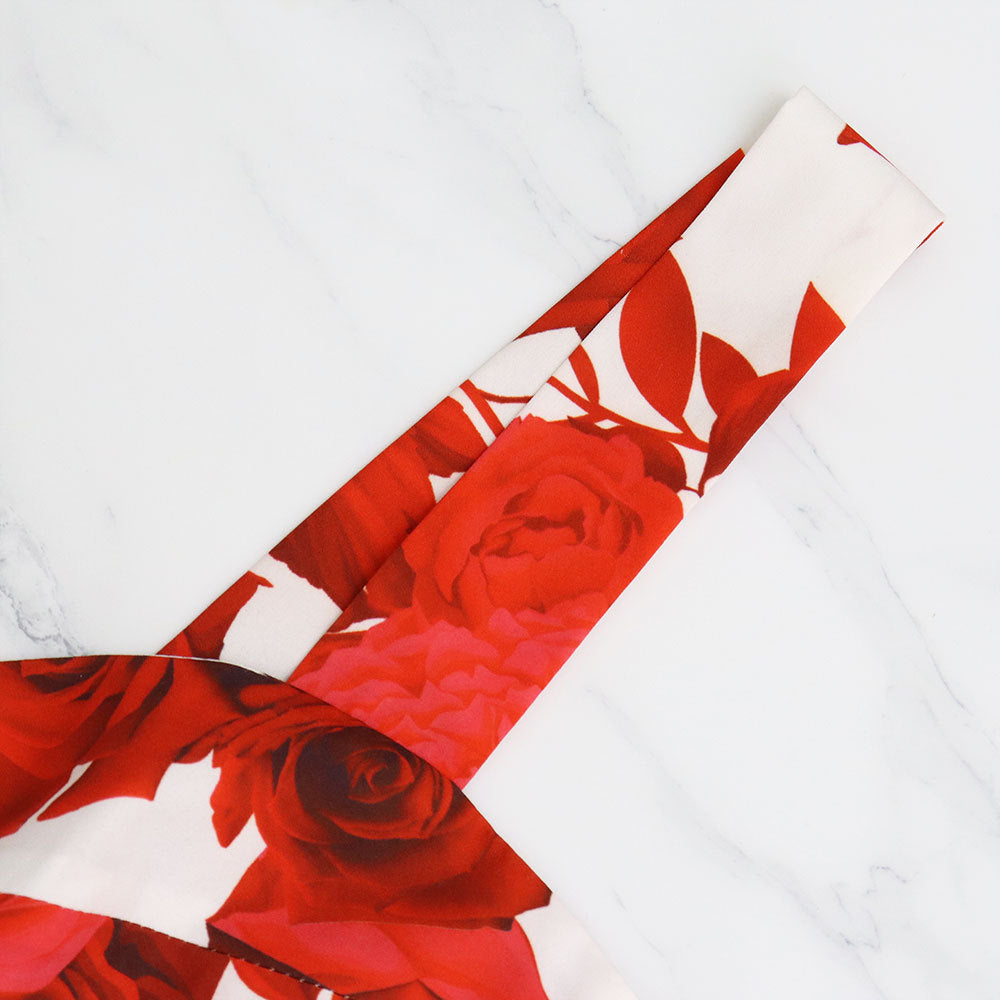 Strap Red Rose Printed Long Dress Chic Elegant Women's Dress 14