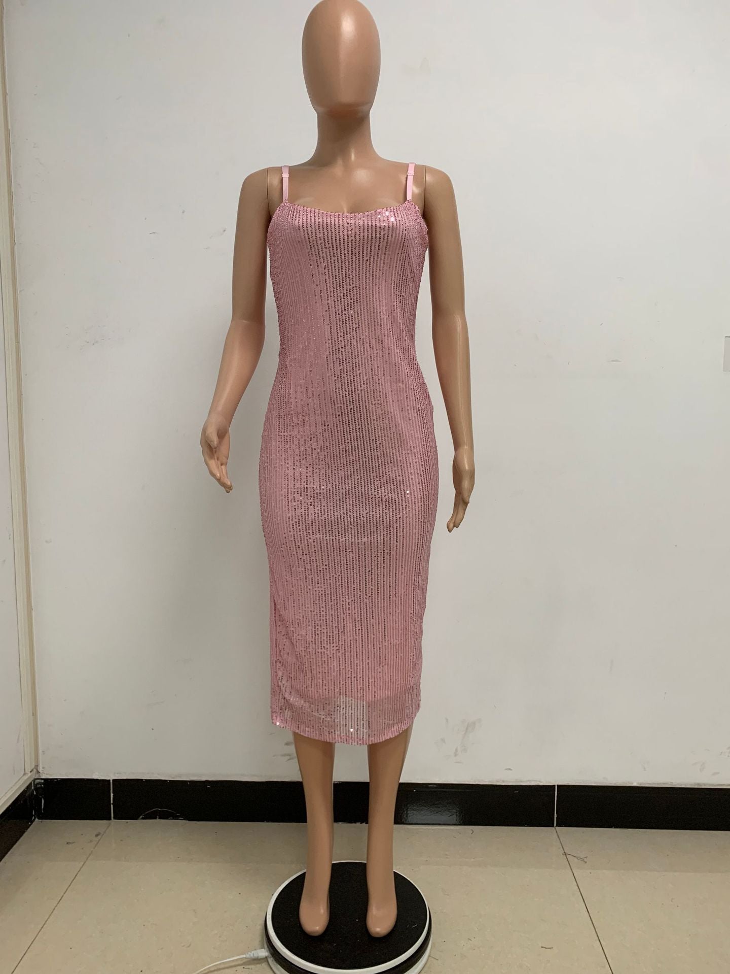 Summer Women's Sleeveless Low Back Straps Sequin Party Dress 71