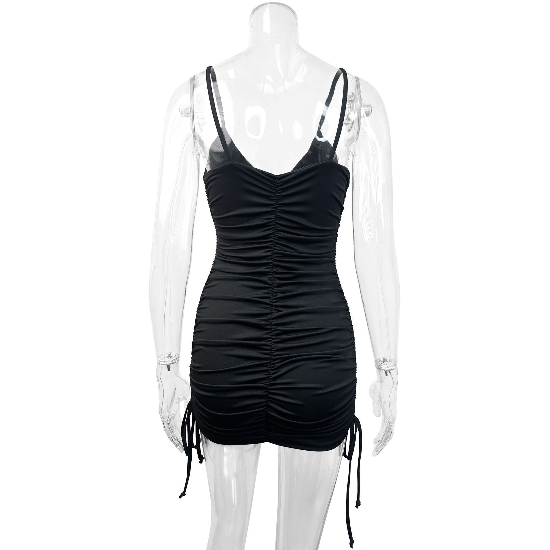 Women's strap Sexy Fashion Lace Up Pleated Short Dresses 6