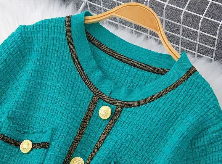 Women Short Sleeve Button Knitting Dress 18