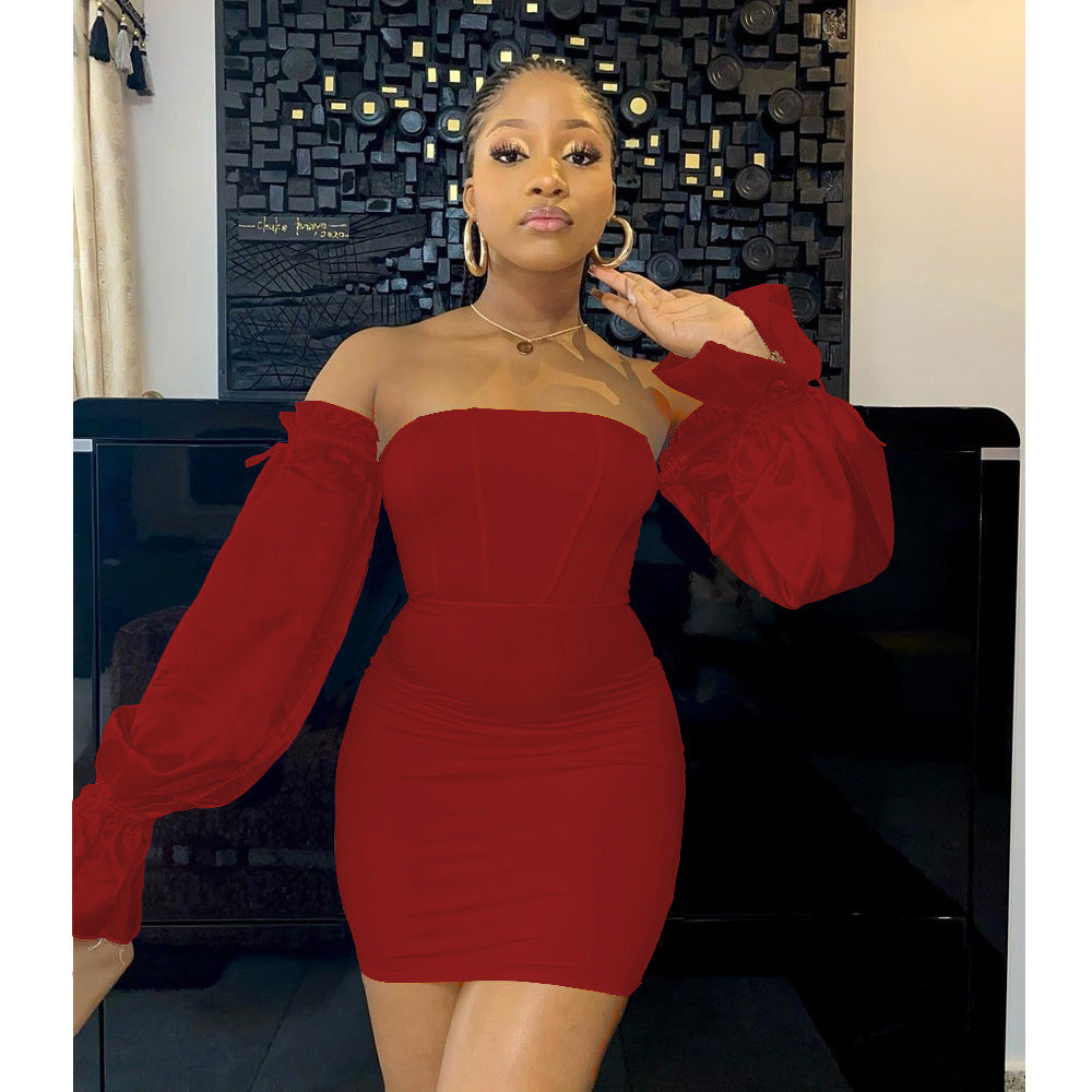 Women's Patchwork Long Sleeve Lace-Up Dress 8