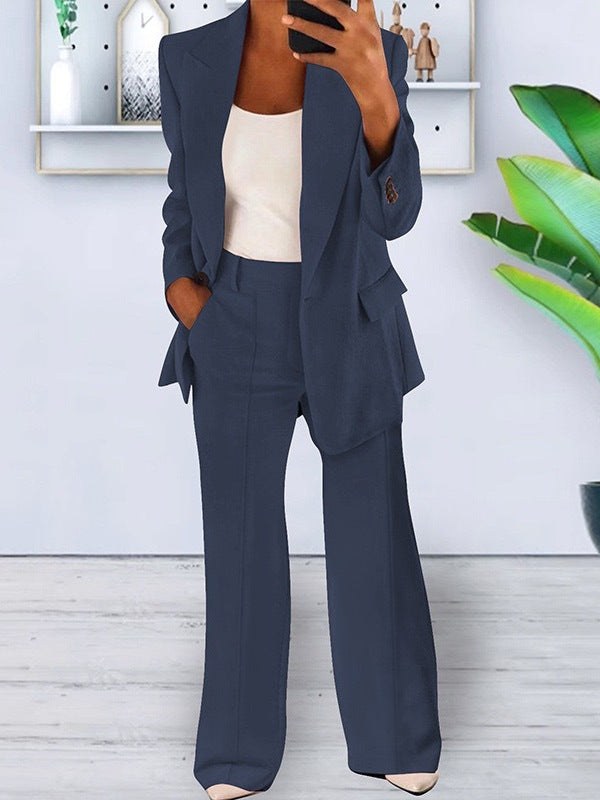Spring/Summer Fashion Turn-Down Collar Blazer Pants Set 23