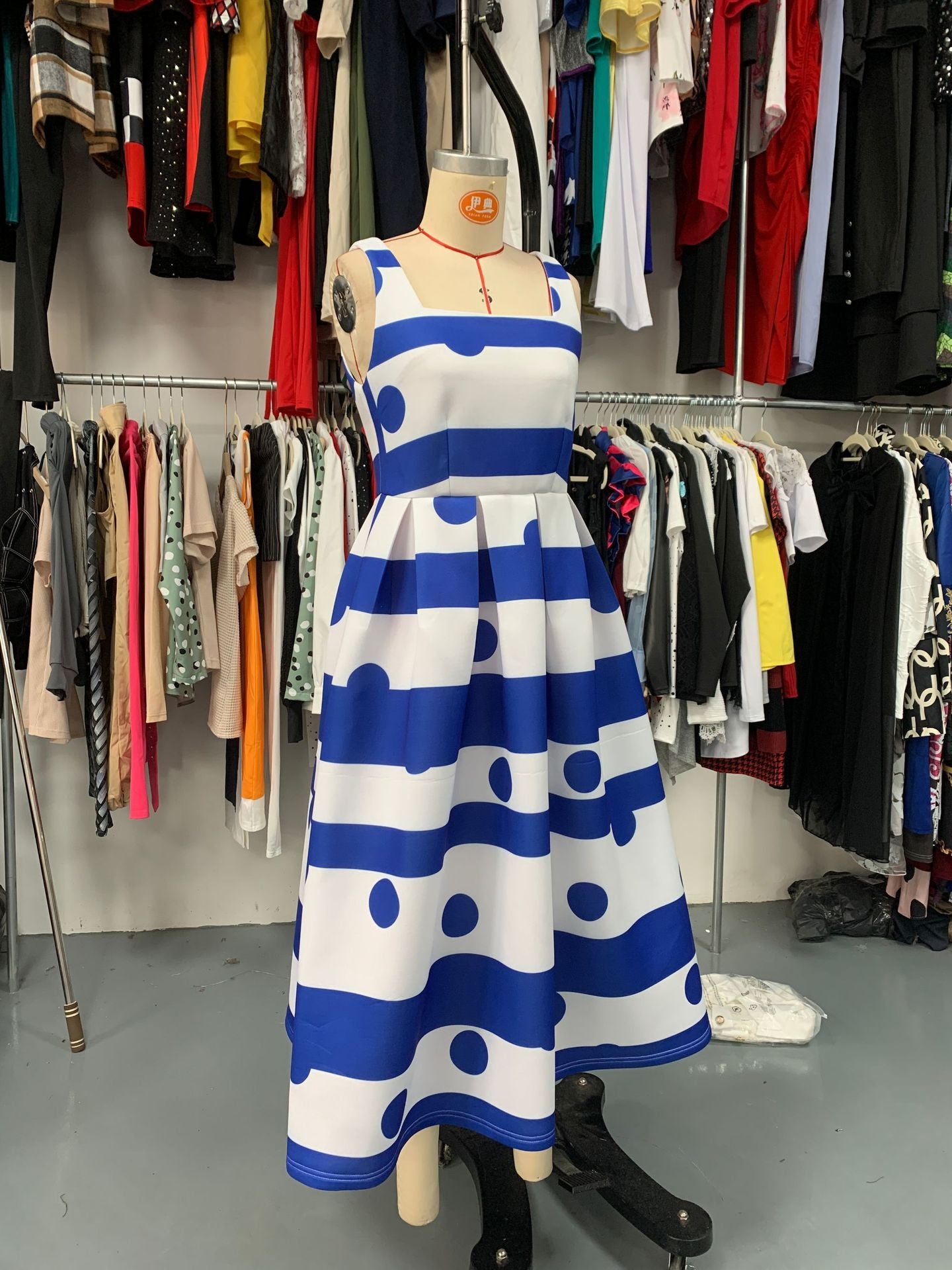 Women's Striped Fashion Summer Strap Sexy A-Line Long Dress 11