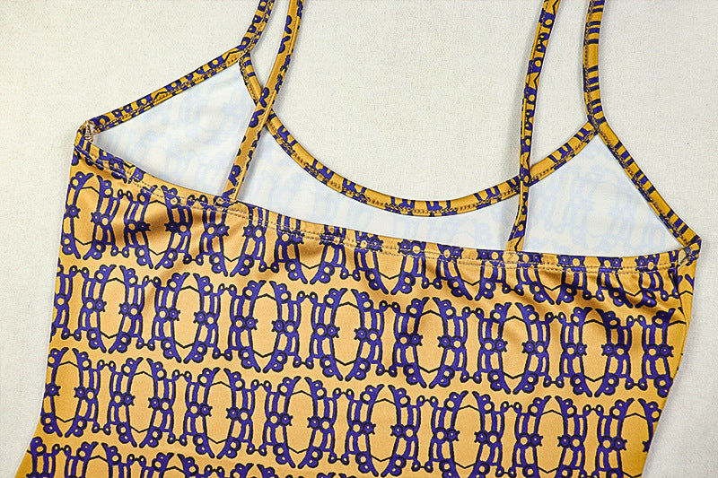 Printed Strap Low-Back Sleeveless Long Dress 13