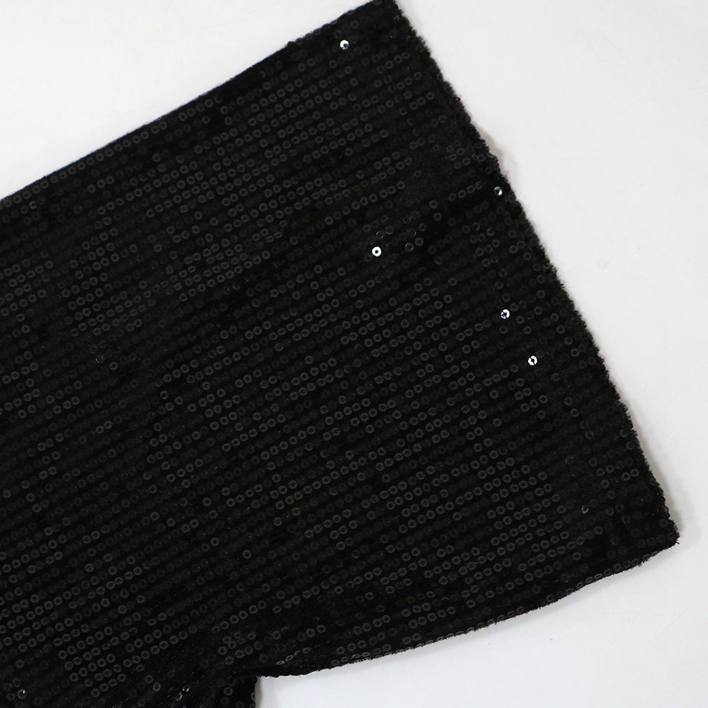 Women Round Neck Half-Sleeve Loose Sequin Print Dress 21