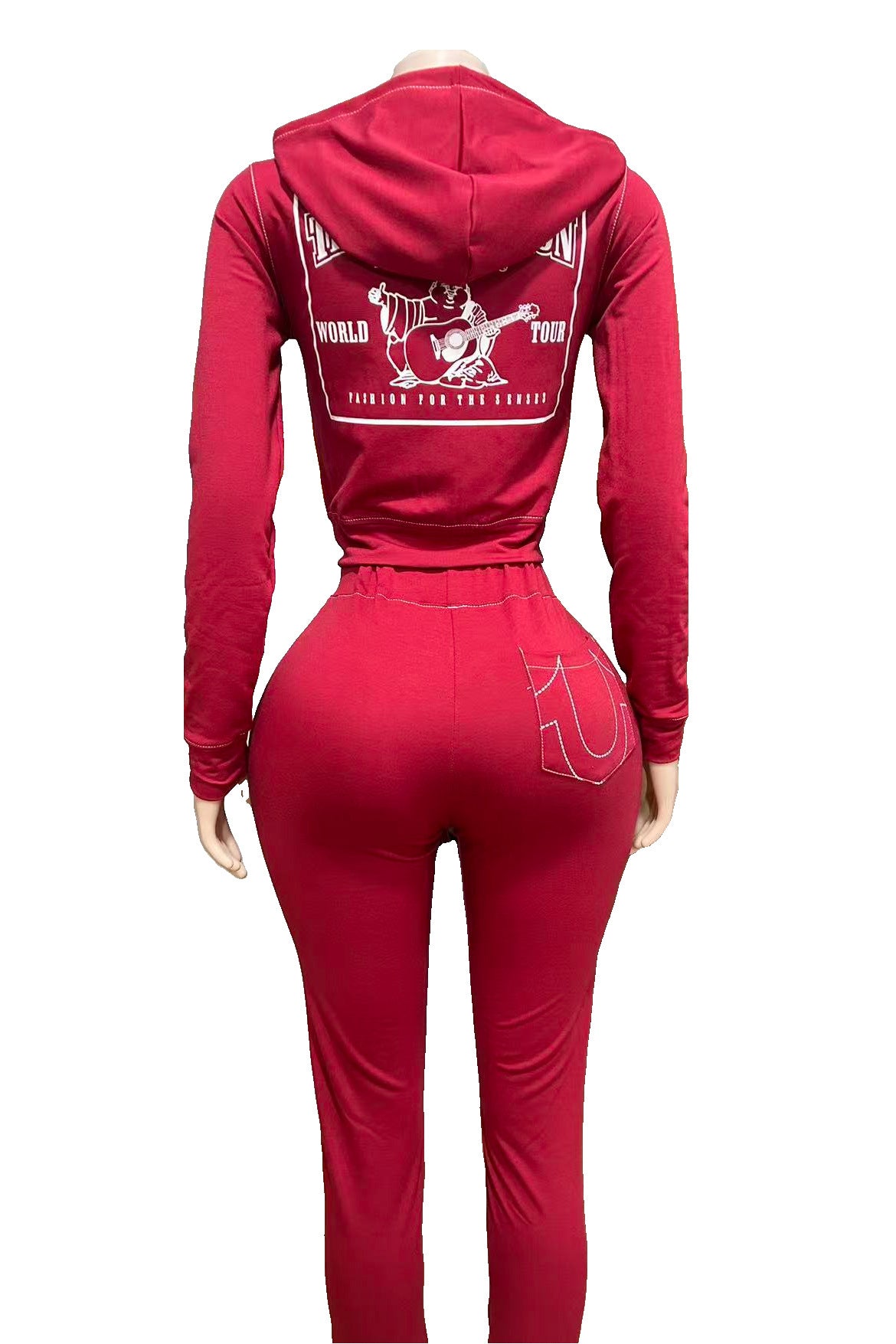 Women American Zippered Letter Print Hoodies and Pant Two-Piece Set 11