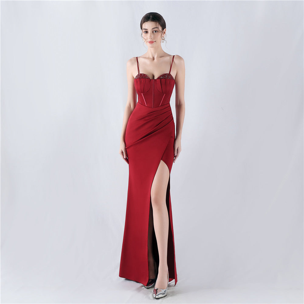 Women Fishbone Crystal Evening Dress 8