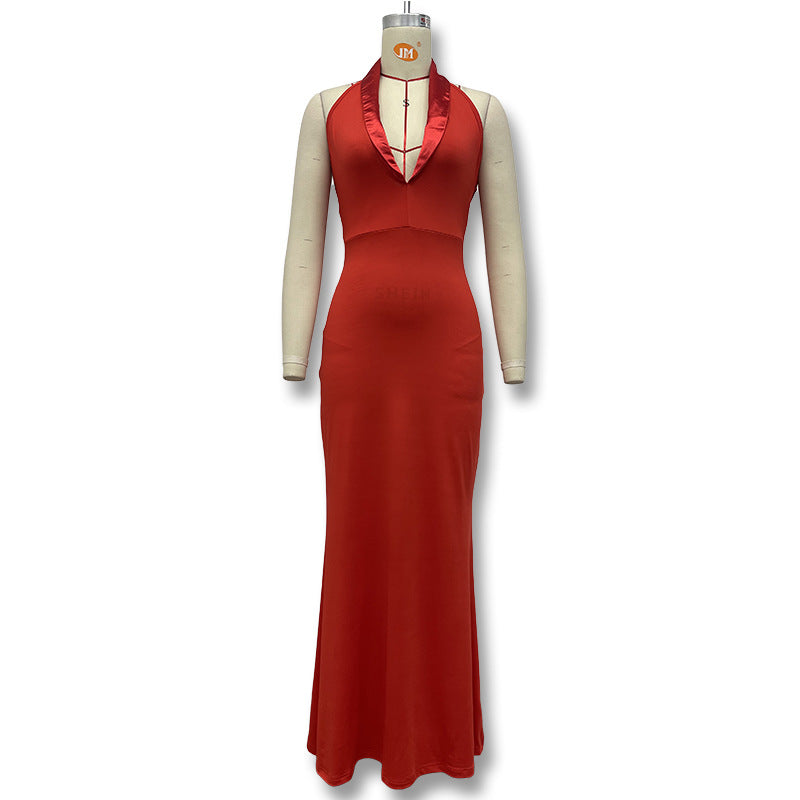 Women's Spring Deep V Sleeveless Sexy Low-Back Slim Bodycon Dress 10