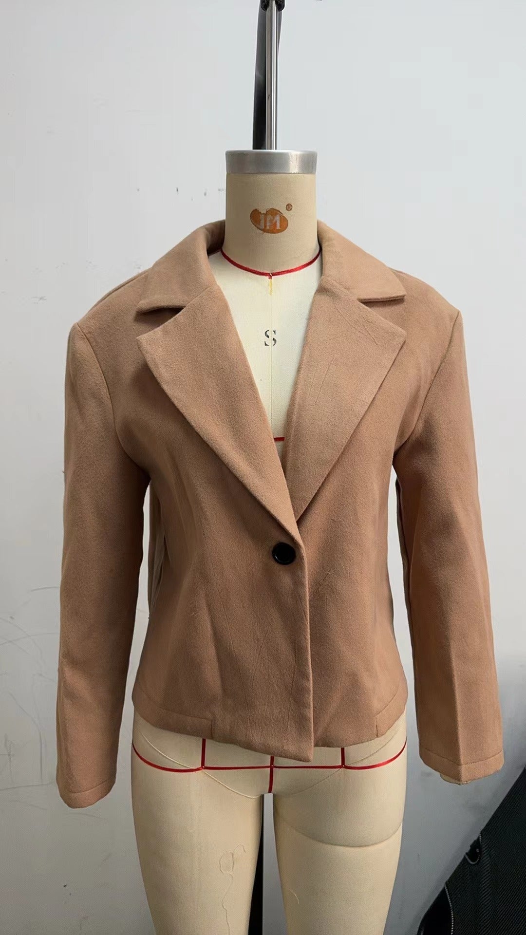 Women autumn and winter Turndown Collar Solid wool coat 8