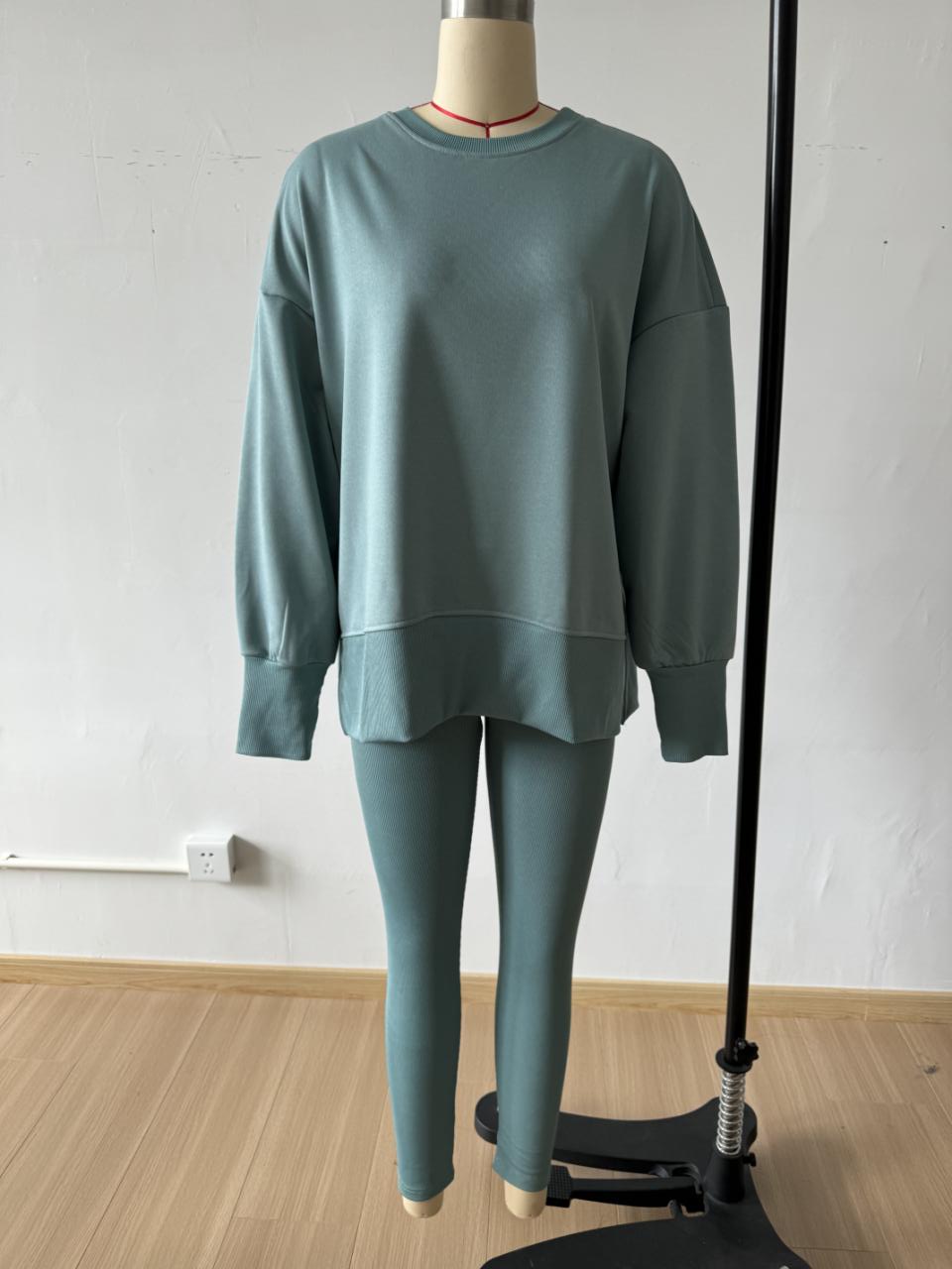 Women Spring Casual Long Sleeve Top and Long Pants Two-piece Set 25