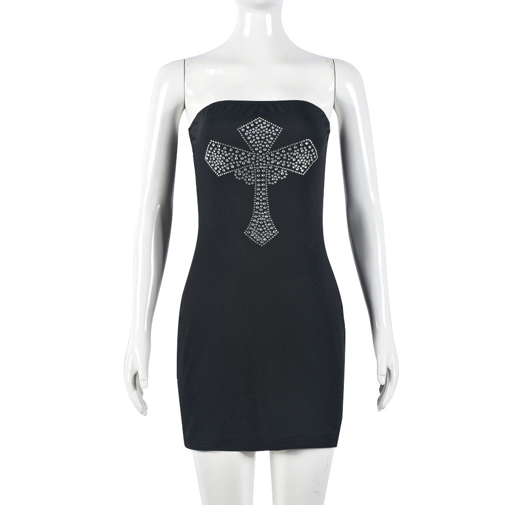 Women Summer Backless Sleeveless Beaded Strapless Dress 6