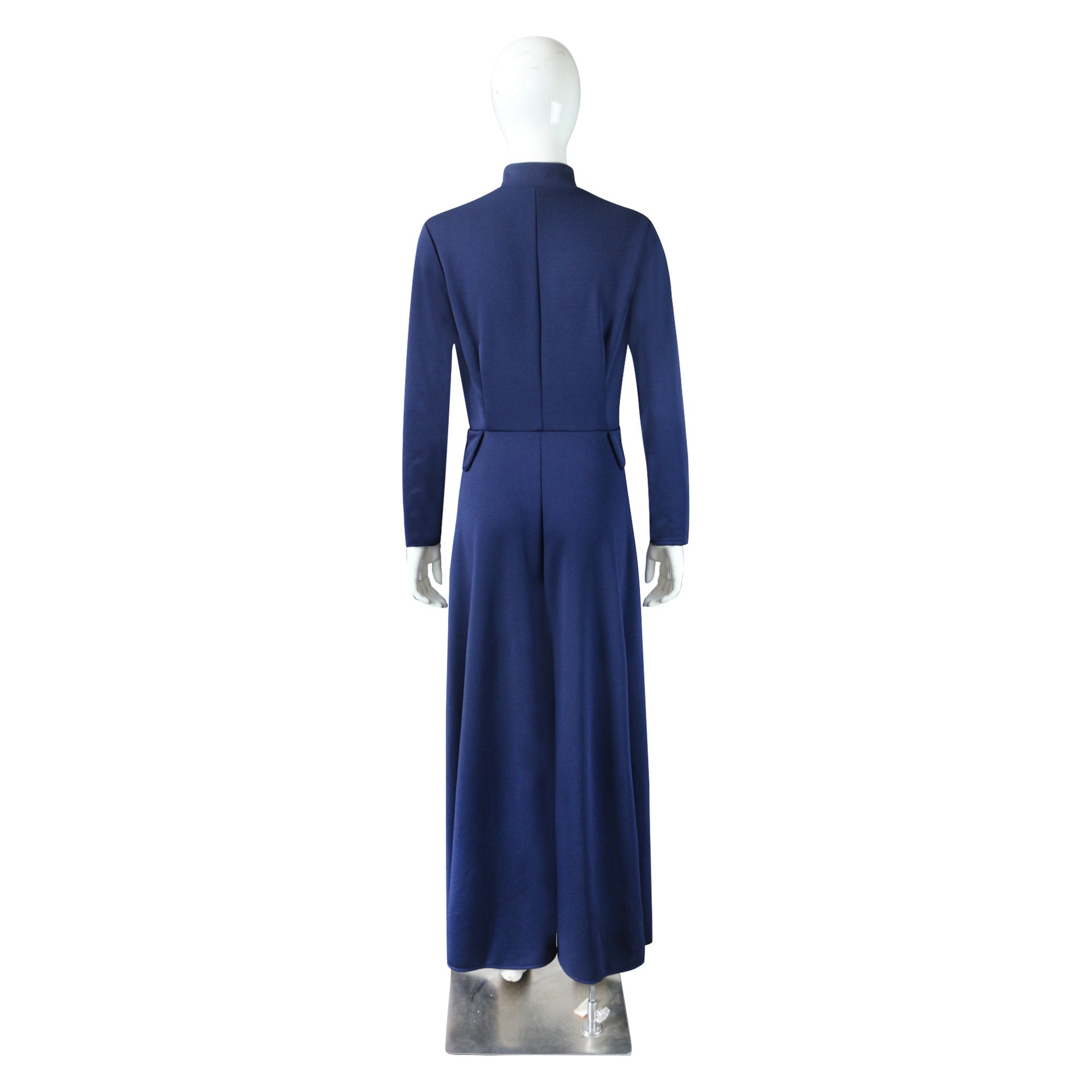 Spring Long-Sleeved High-Neck Slim Zipper Irregular Long Dress 21