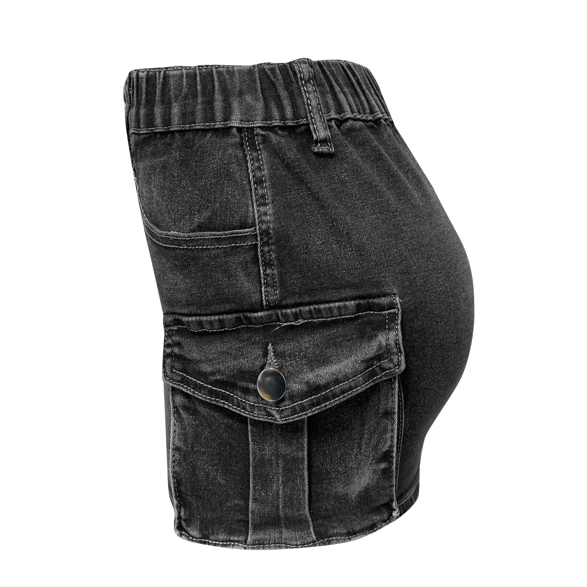 Women's Summer Retro Stretch Tight Fitting Cargo Pocket Denim Skirt 12