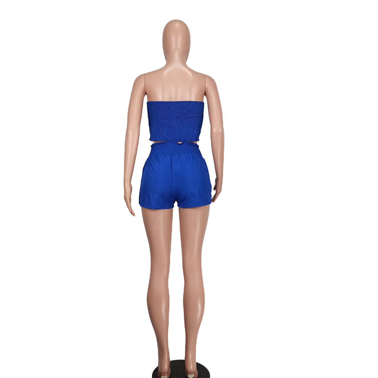 Women Sexy Off Shoulder Drawstring Crop Top and Shorts Two-Piece Set 14