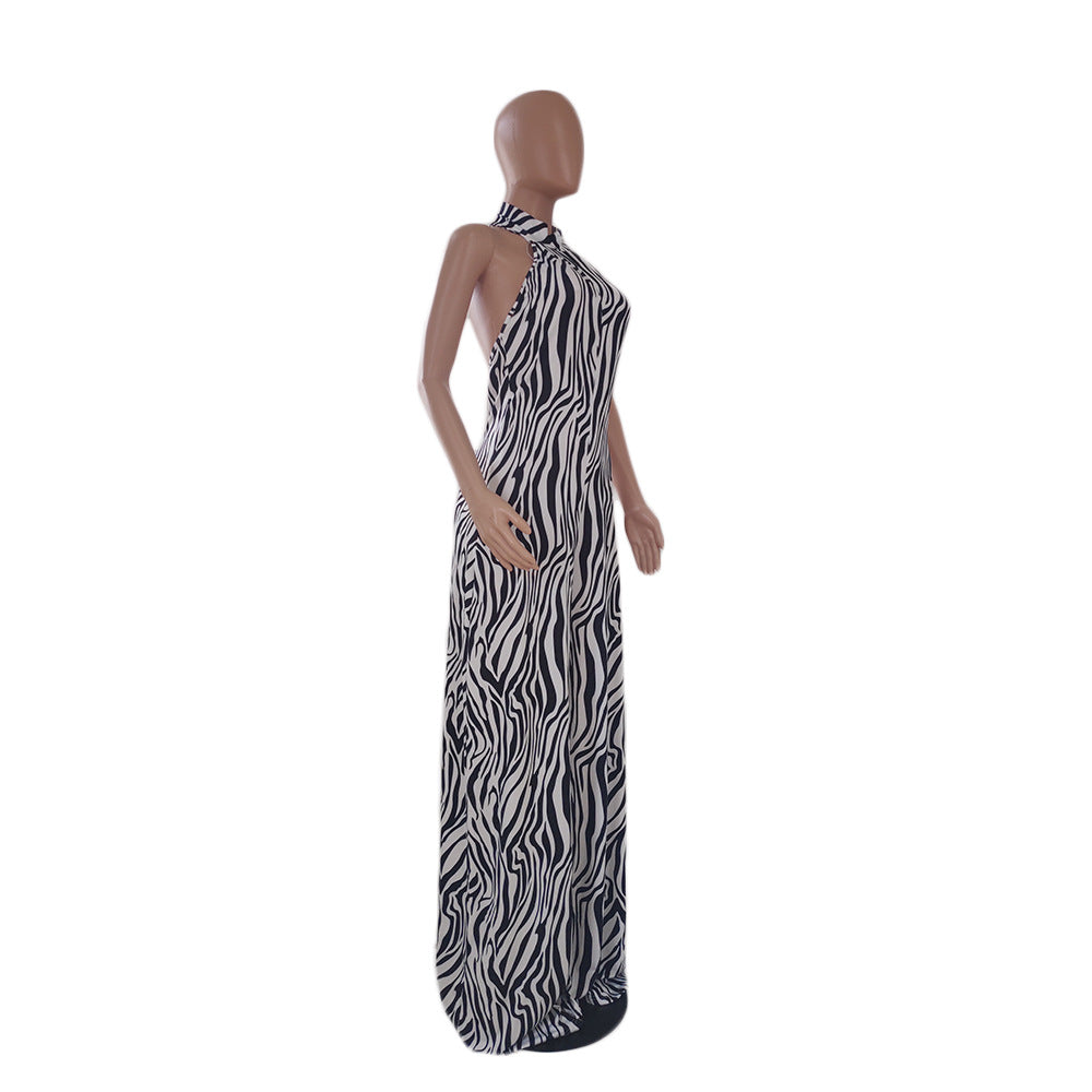 Plus Size Women Zebra Print Wide Leg Jumpsuit 10