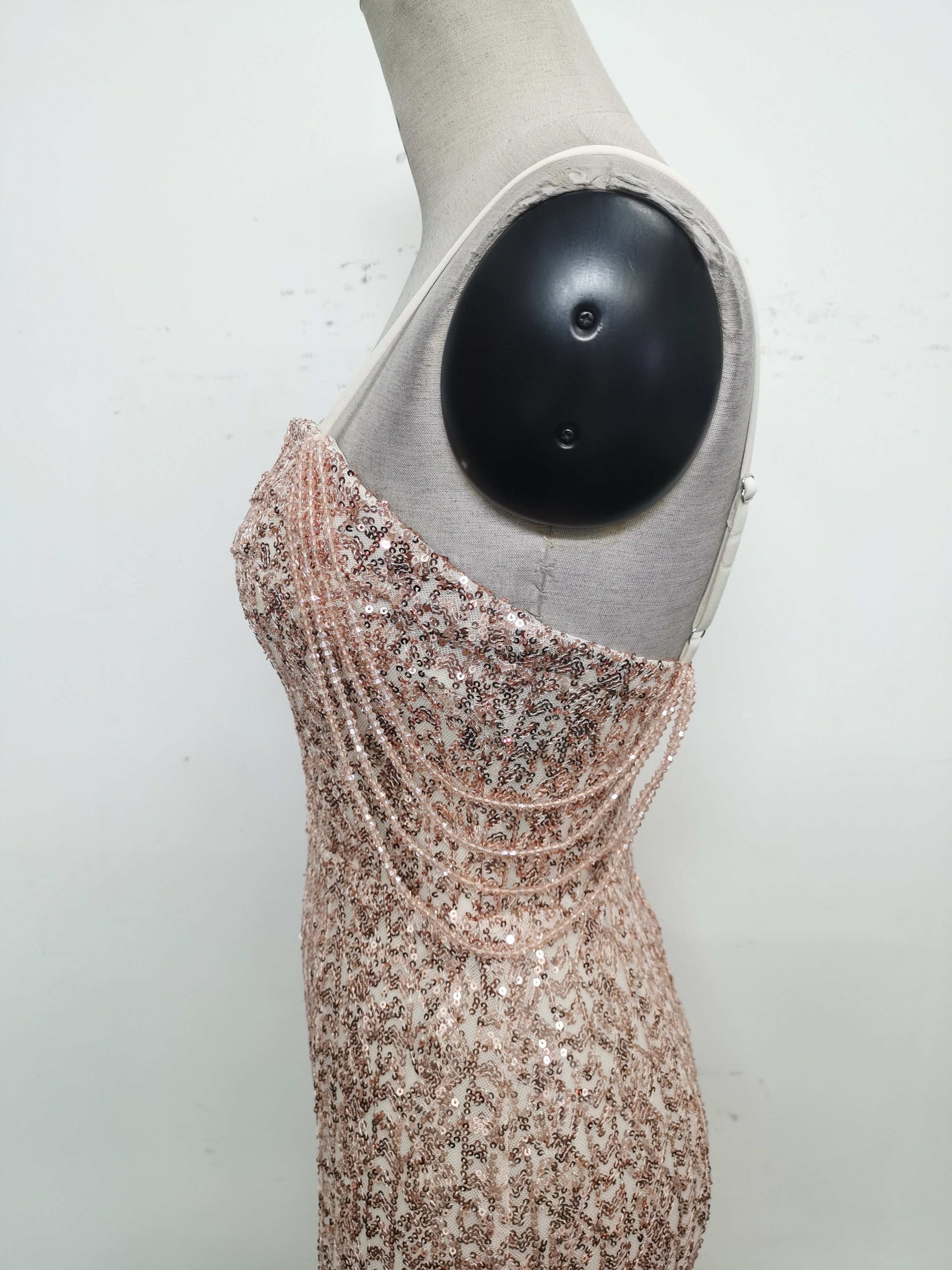 Strap Beading Mesh Sequin Evening Dress 29