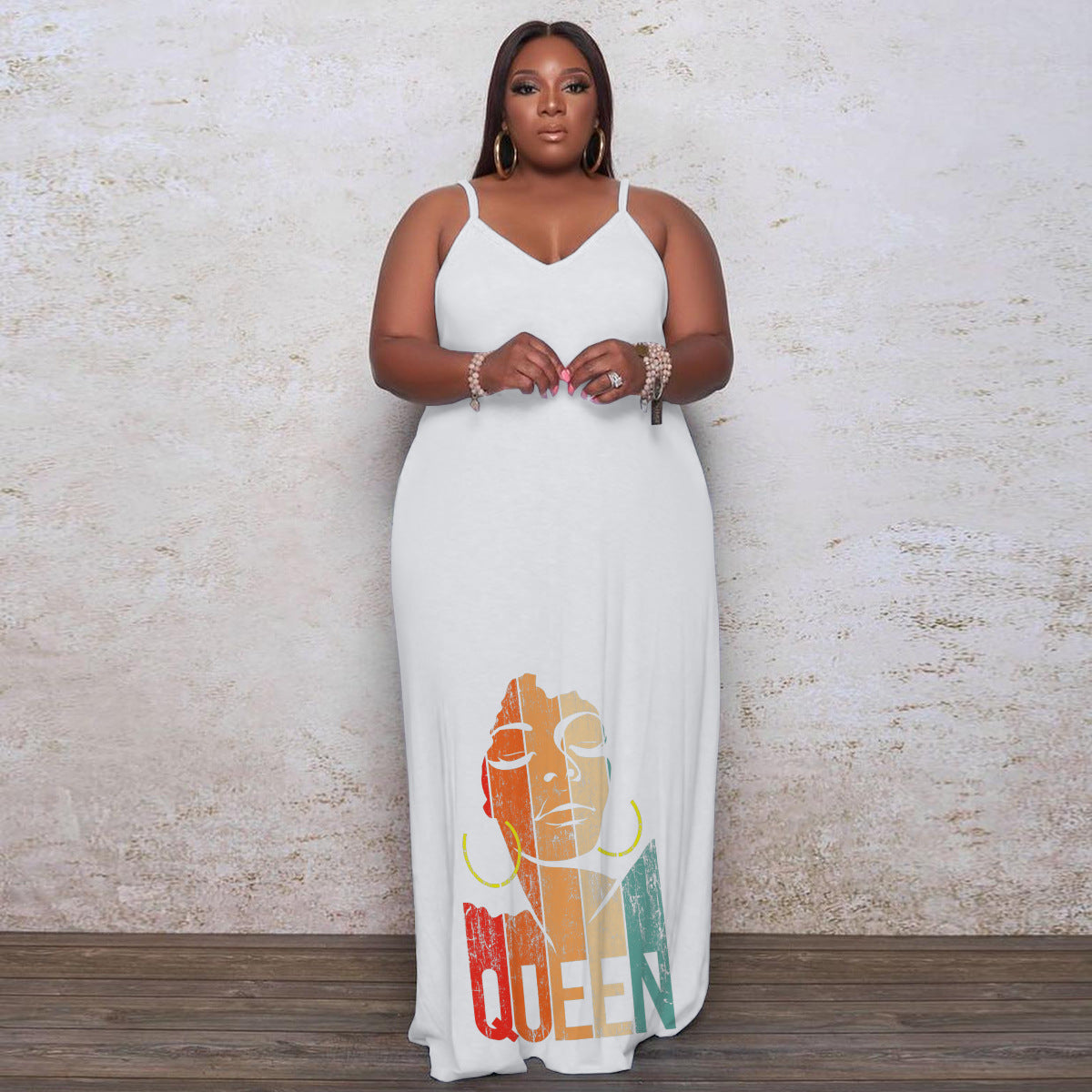 Plus Size Women Printed Slip Dress