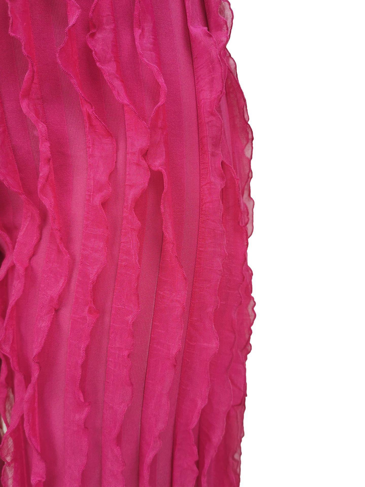 Women's Mesh Wave Pattern Ruffle Loose High Waist Wide Leg Trousers 19