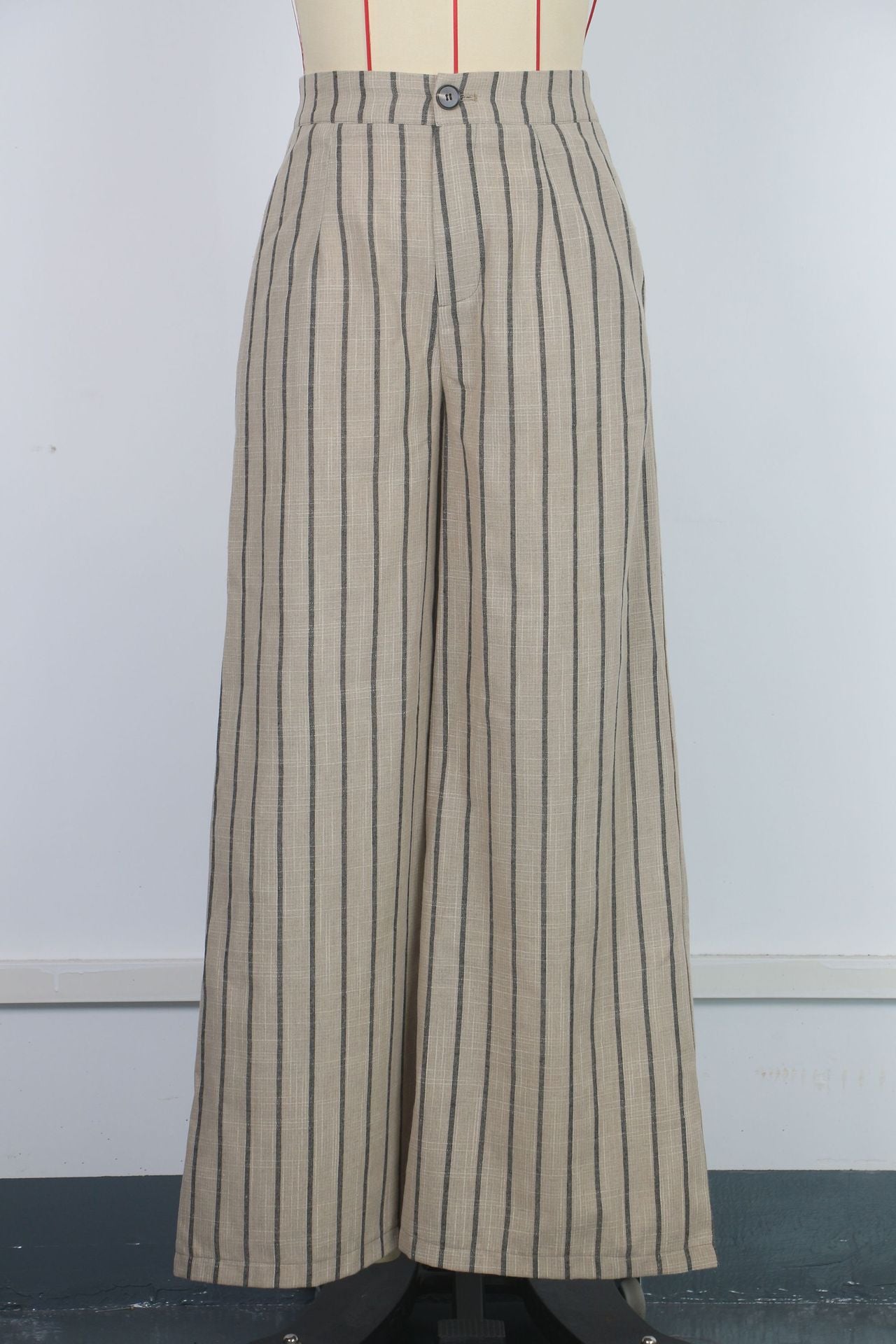 Women's Stripes Loose Casual Trousers Slim Waist Wide-Leg Pants 7