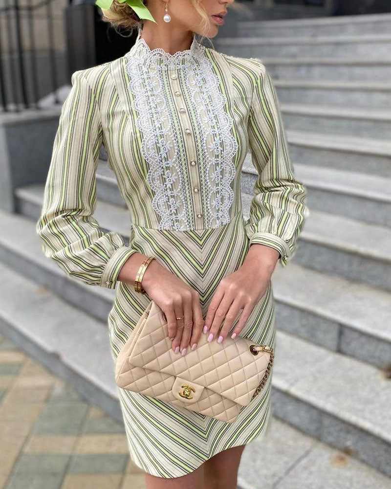 Career Women's Striped Lace Dress 3