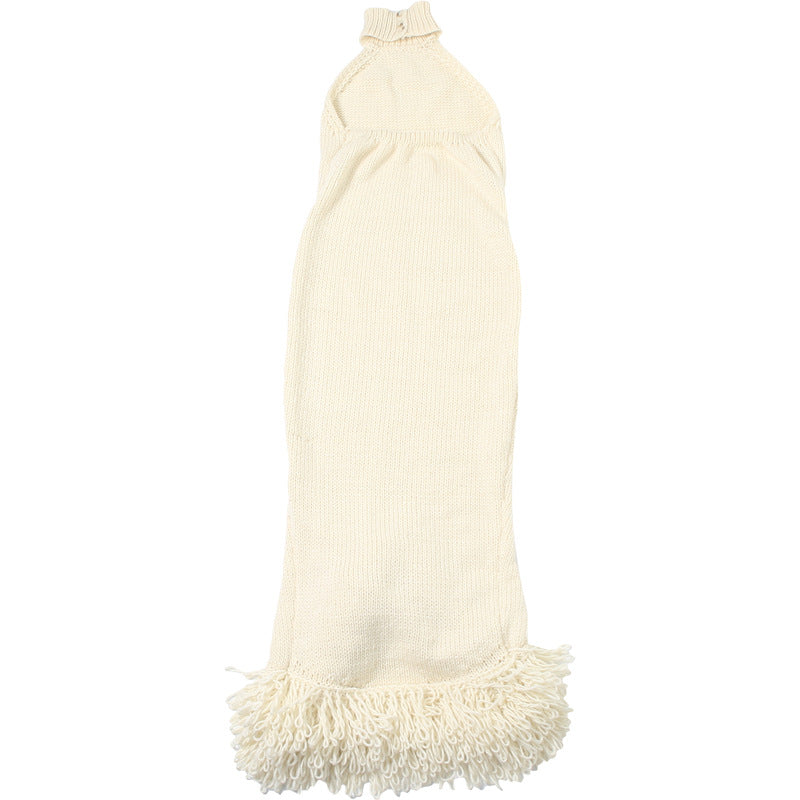 Spring Women's Sexy Halter Neck Low Back High Waist Slim Bodycon Knitting Dress 8