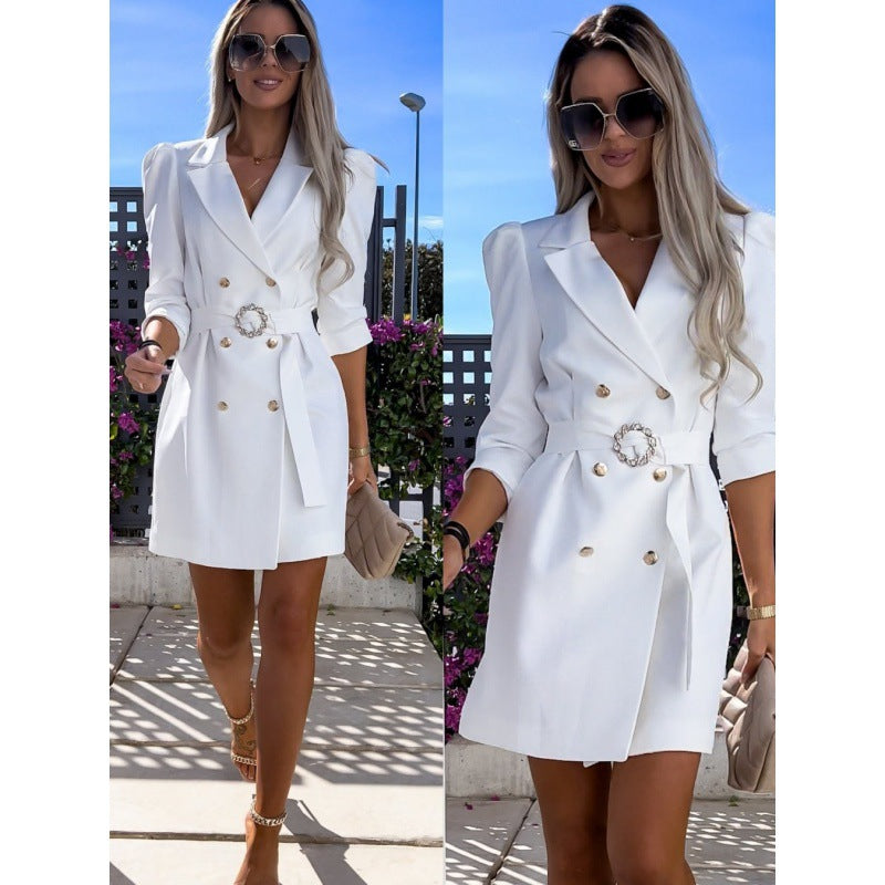 Women suit dress with belt 8