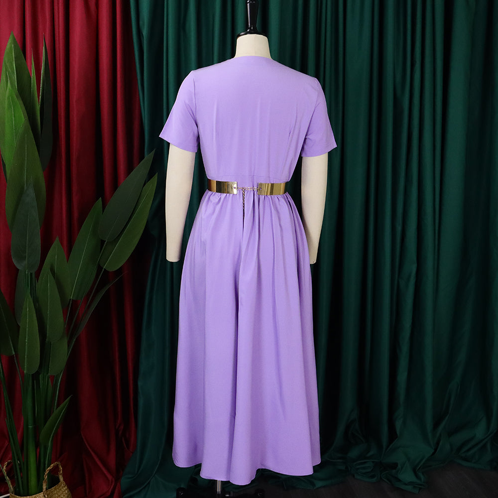 Women Summer Short Sleeve Belted Dress 20