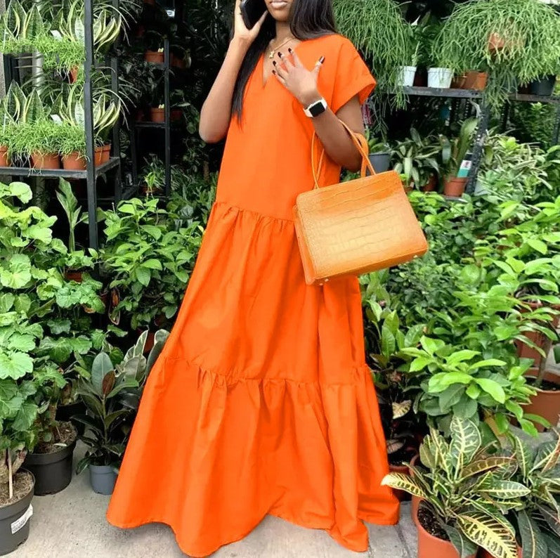 Plus Size Women Summer Sexy Short Sleeve Dress