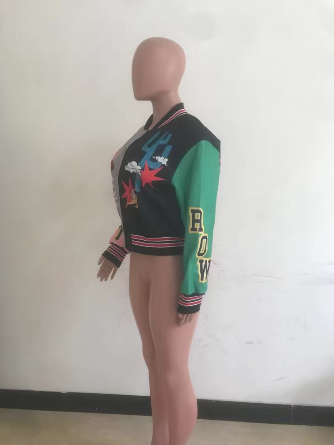 Women's Fashion Casual Printed Ribbed Color Block Button Buckle Baseball Jersey 7