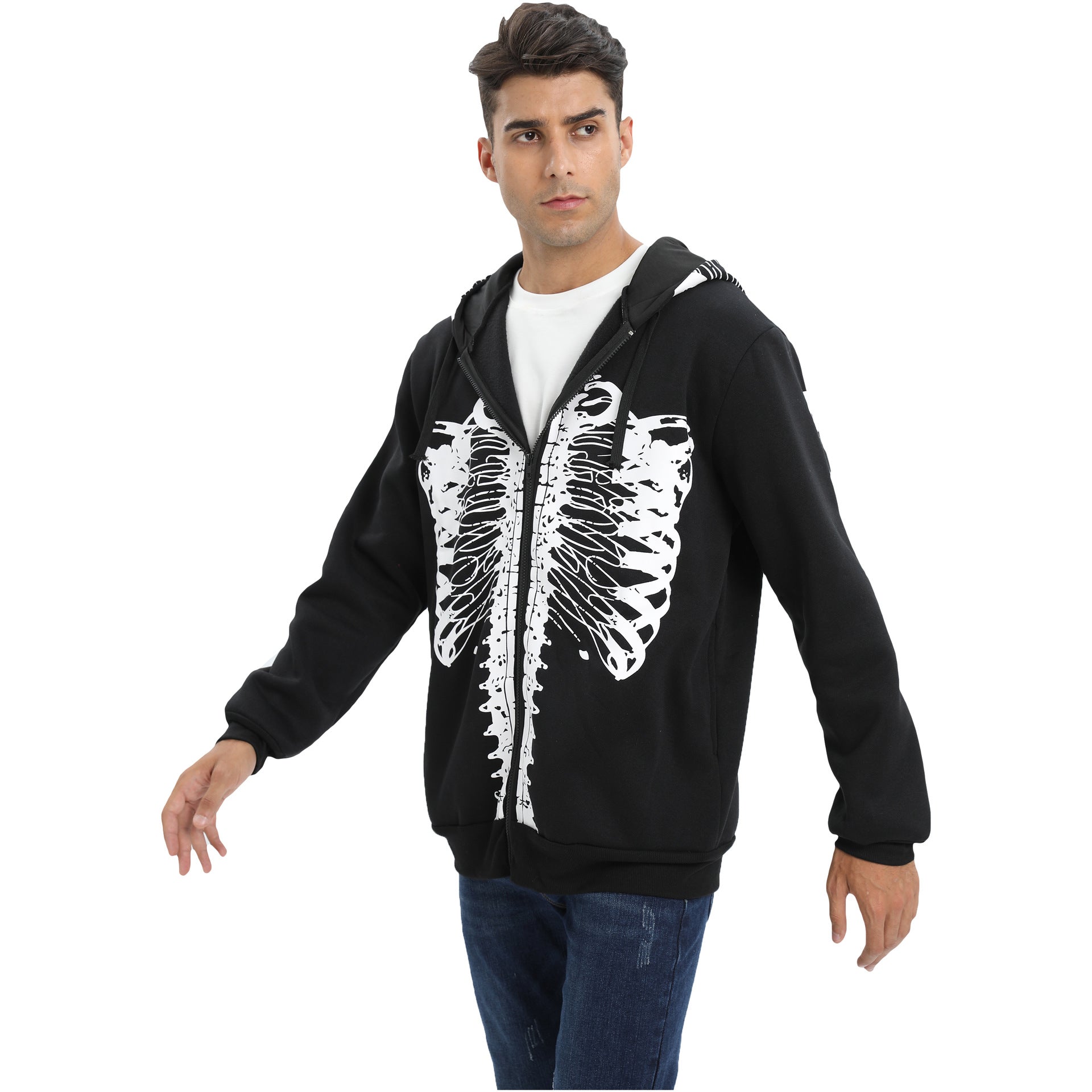 Men And Women Couple Christmas Halloween Hooded Fleece Casual Jacket 5