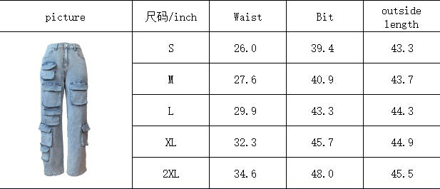 Women's Sexy Trendy Multi-Pocket High Stretch Denim Straight Cargo Pants 12