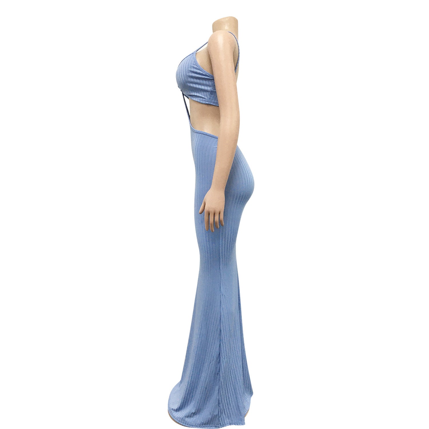 Sexy Knitted Strap Solid Color Dress for Women 31