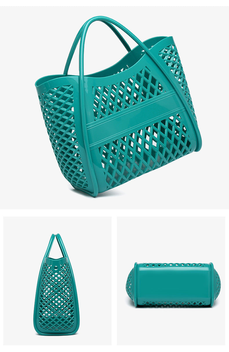 PVC Bag Shopping Basket Bag Bathing Washing Large Capacity Hollow Handheld Beach Bag 23