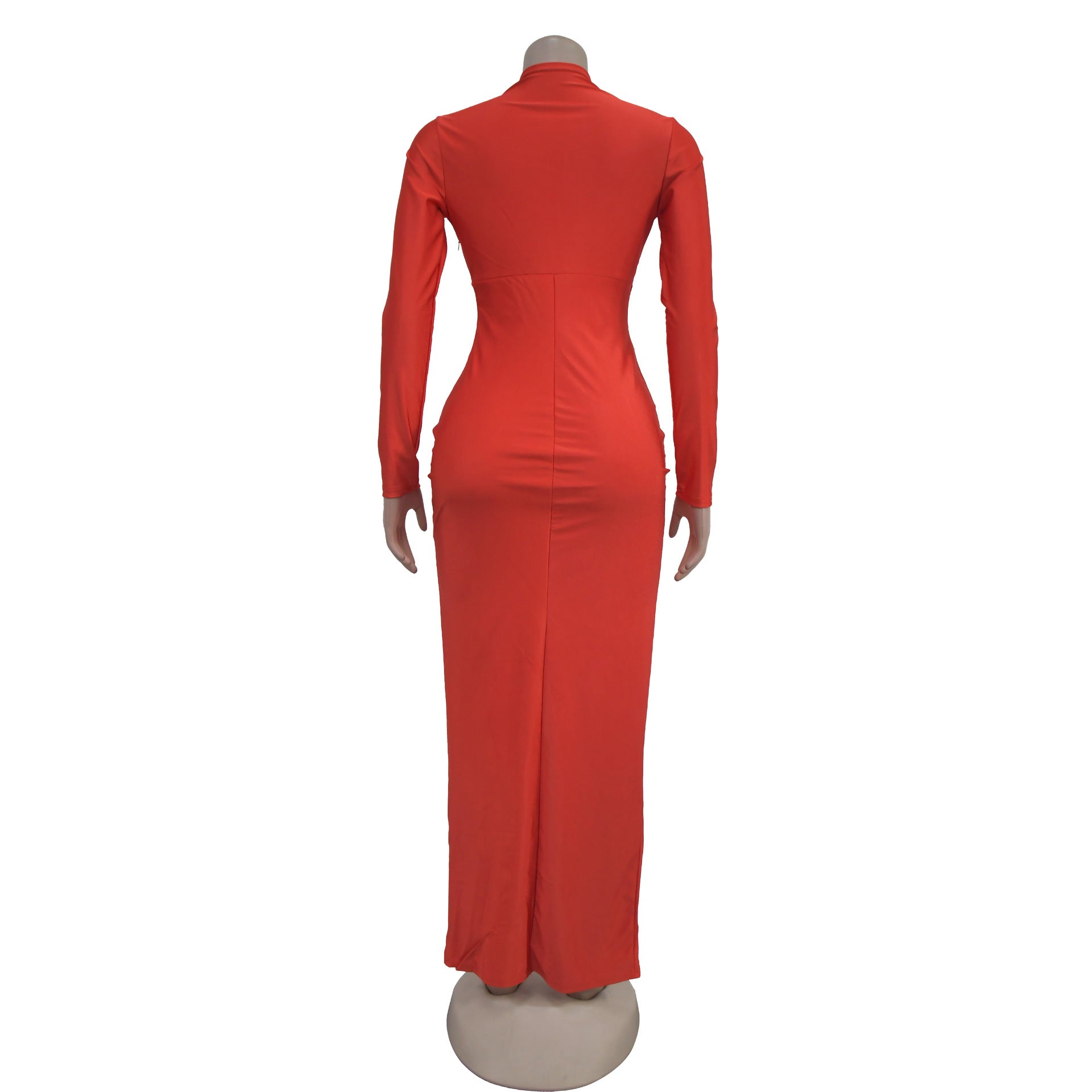Women V-Neck Slit Solid Dress（customized,MOQ 6pcs/size/color,process time 7-10 days） 10