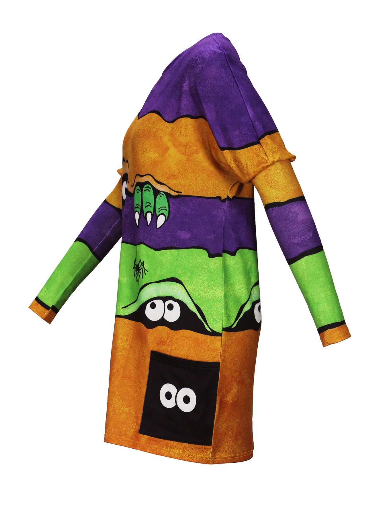 Halloween Printed Pocket Round Neck Long Sleeve Women's Top 11