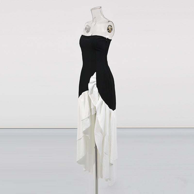 Chic Elegant Black & White Strapless Bandage Dress 5