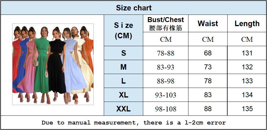 Women Summer Stand Collar Macaron Cut Out Maxi Dress 30