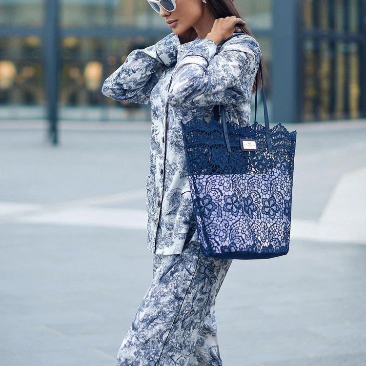 Spring And Autumn Print Turndown Collar Long Sleeve Shirt Trousers Two-Piece Suit Women's Clothing 5