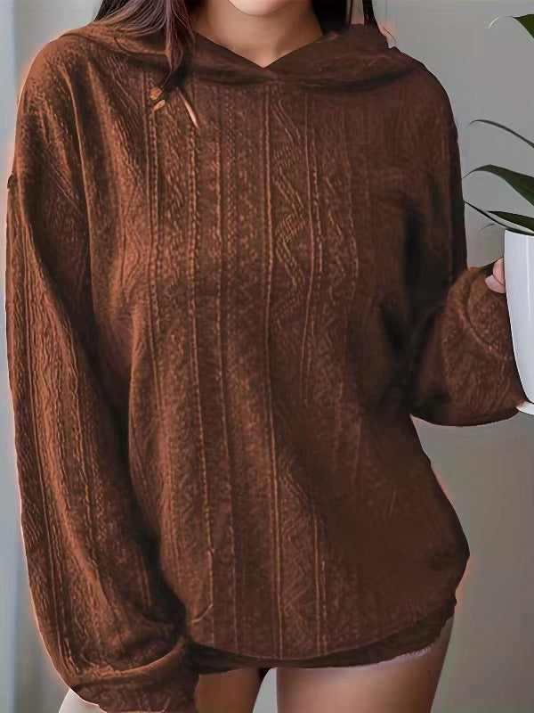 Women Knitting Solid Hoodies 8