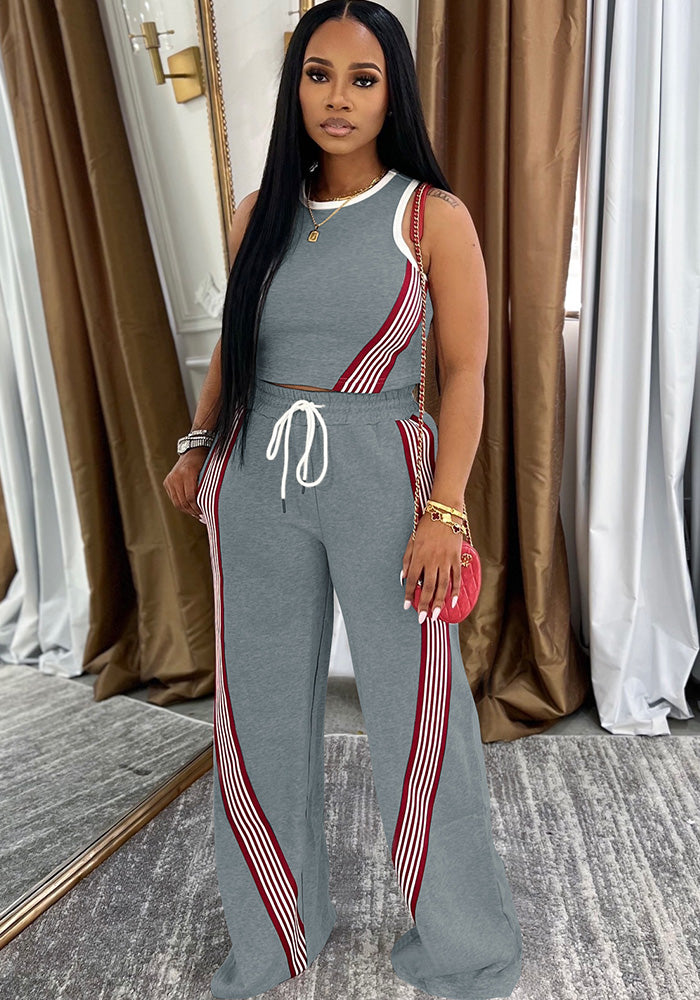 Fashion Casual Vest Wide-leg Pants Women's Two-piece Set